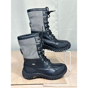 UGG Adirondack II Black Grey Waterproof Leather Winter Snow Boots 1906 Women 5.5